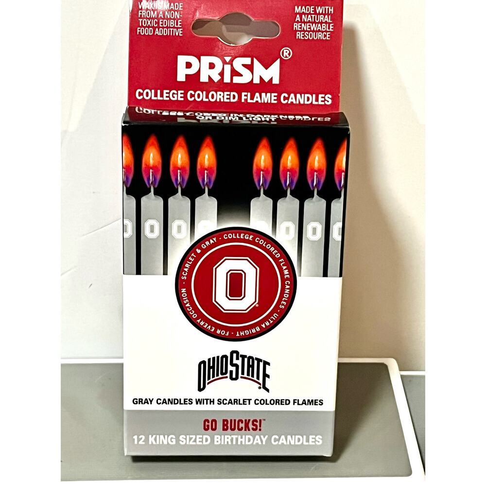 Ohio State Buckeyes Colored Flame Candles Gray Candles w/ Scarlet Flame by Prism